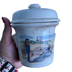 Vintage Simplex France Stoneware Crock with Lid – Classic French Kitchenware(SS)